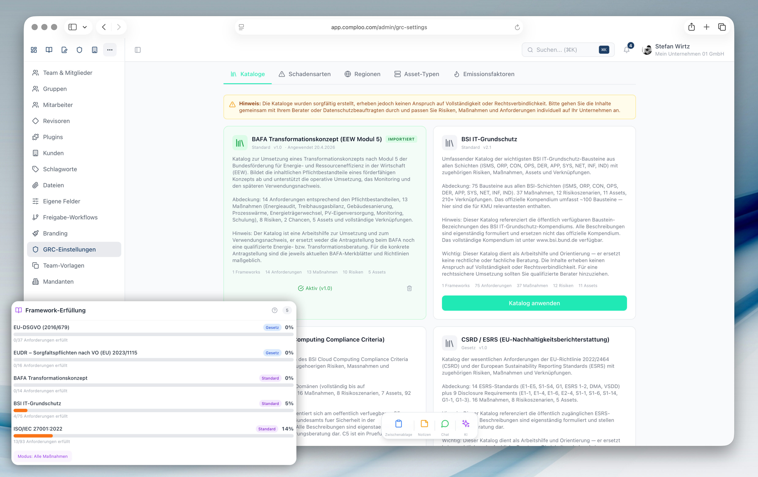 Kataloge anwenden — ISO 27001 (angelehnt an dem ISO-Standard), BSI, TISAX, NIS2 und mehr • 