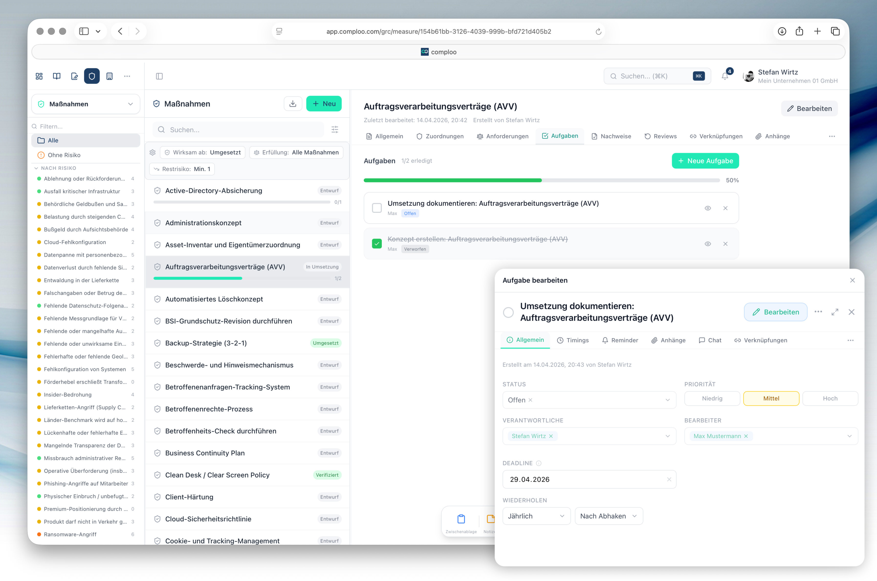 Nachweise, Aufgaben & Wiedervorlagen • 