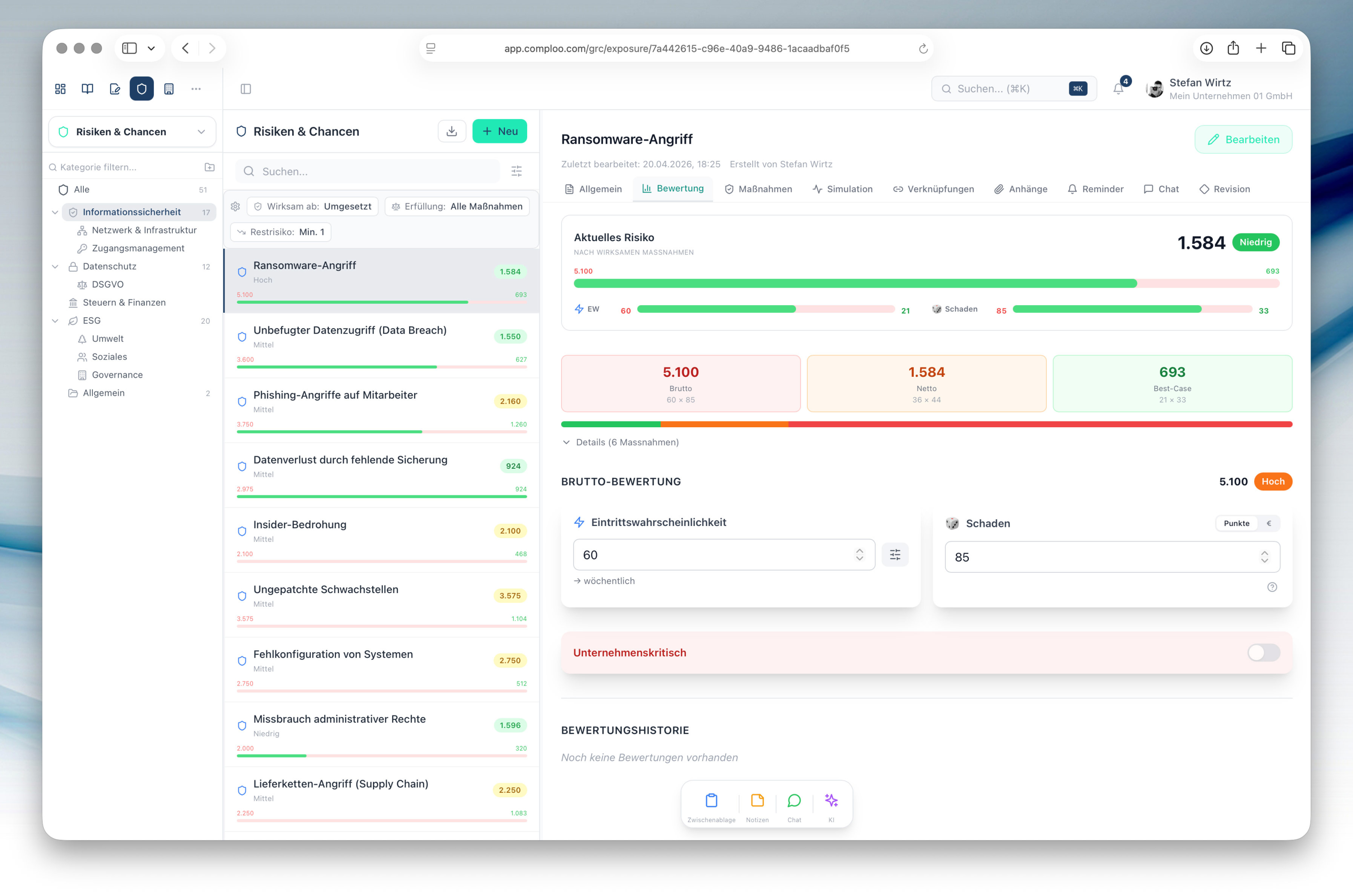 Risiken & Maßnahmen im Blick — inklusive Wirksamkeit • 